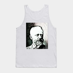 Pyotr Ilyich Tchaikovsky Black And White Portrait | Pyotr Ilyich Tchaikovsky Artwork 4 Tank Top